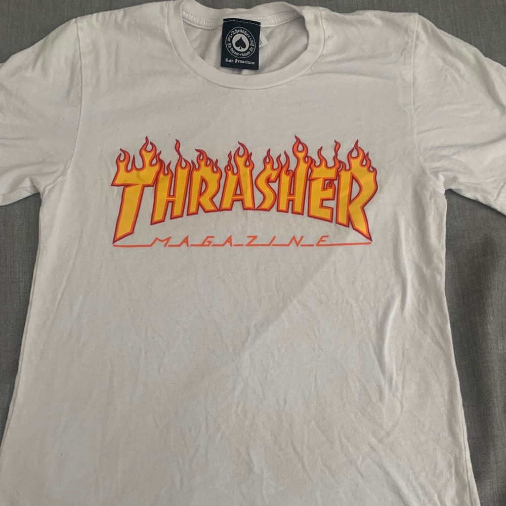 Thrasher white and orange tshirt